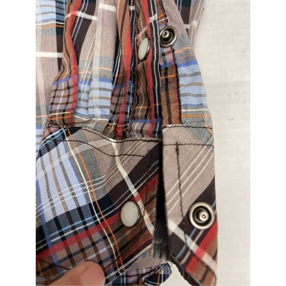 7 Diamonds Men's Red White Blue Plaid‎ Button Up Western Shirt XXL Cotton A9 - Picture 2 of 9